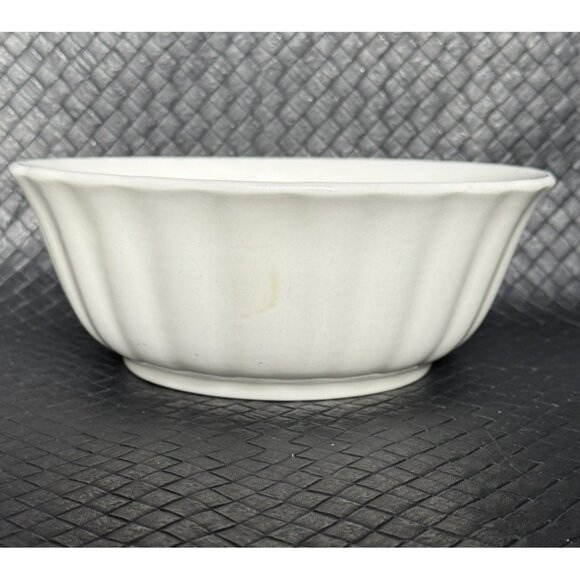 White Ironstone Bowl Late 1800s Victorian Era Fluted Edge Knowles Taylor 9 Inch - Picture 3 of 10
